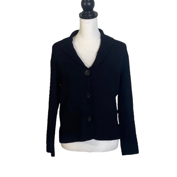 Jones New York Collection Black Collared Button Down Long Sleeve Blazer L - Picture 1 of 9